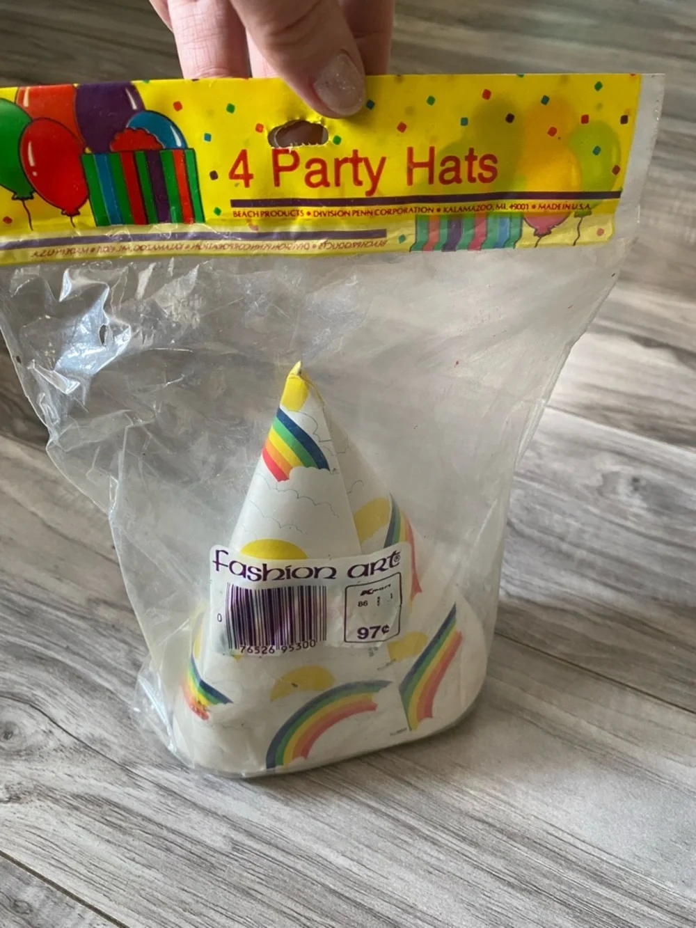 New 1990s Party Hats Rainbow 4 Total Vintage Birthday Fashion Art Made in USA